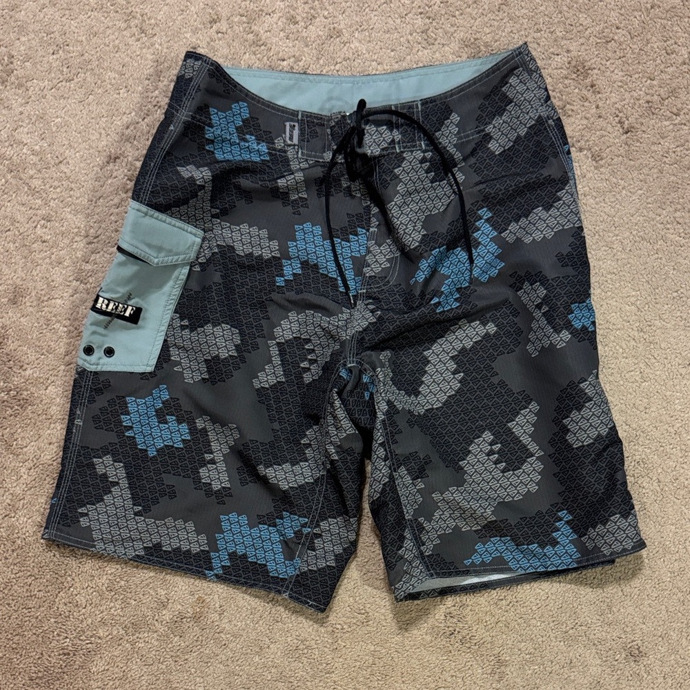 Reef Black and Blue Camo Shorts